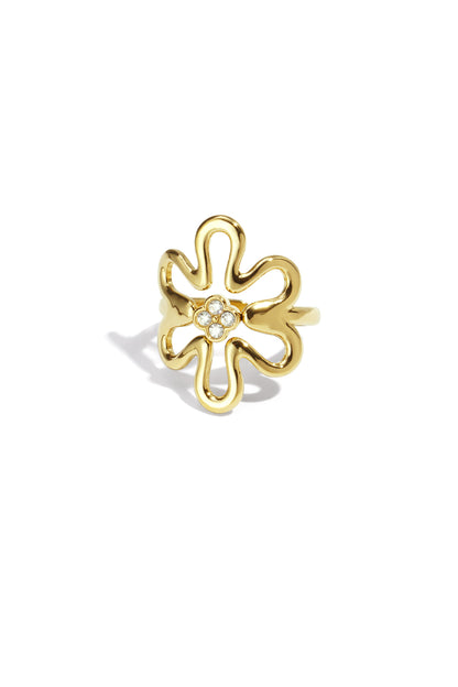 Damen Ring Blume Casual | Edelstahl | Goldfarbe & Silberfarbe
