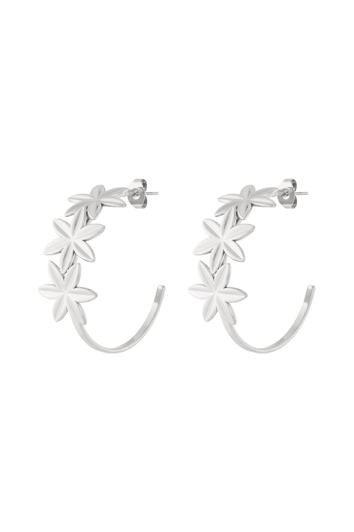 damen creolen blumen frühling | edelstahl | gold & silber