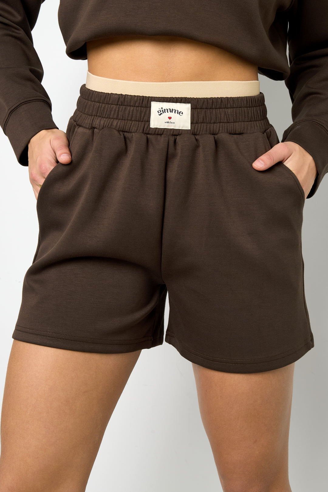 Damen Shorts Gestrickt Elegant | Polyester | Dunkelbraun