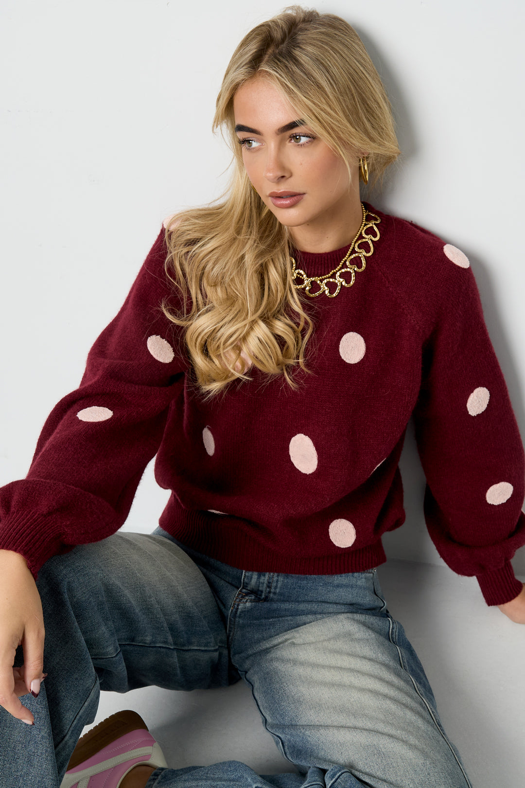 damen pullover gepunktet luxus | polyester | mehrfarbig