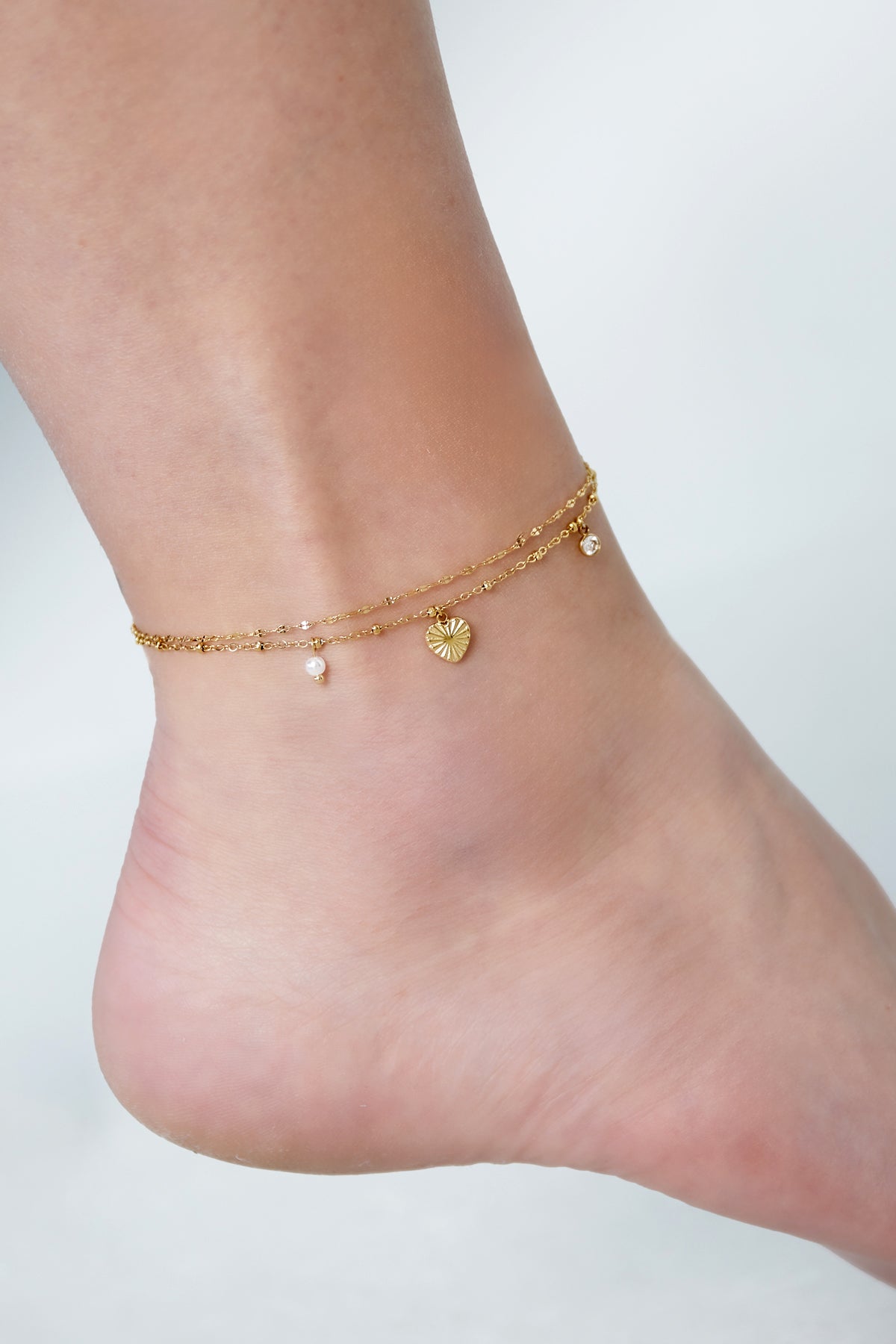 damen fußkette love | 304s-edelstahl | goldfarbe & silberfarbe