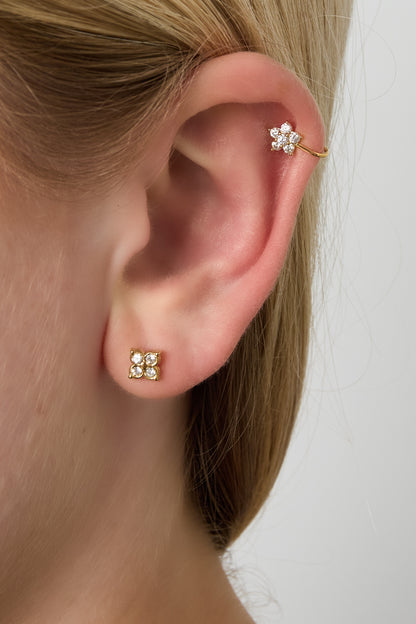 Damen Ear Cuff & Nasenmanschette Geblümt Zirkon | Kupfer | Goldfarbe & Silberfarbe