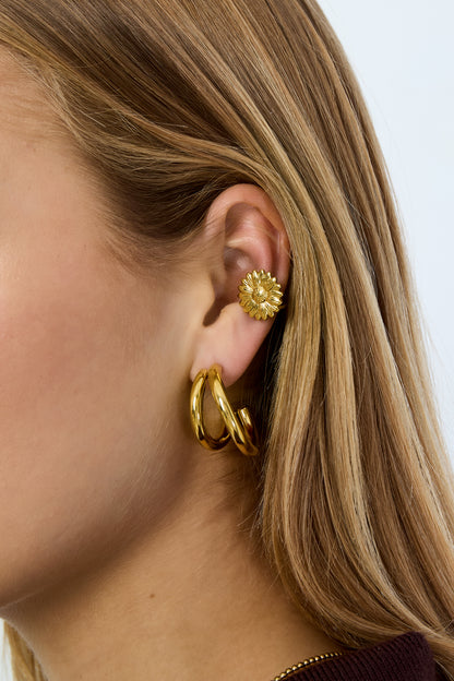 Damen Ohrmanschetten Blume Casual | Edelstahl | Goldfarbe