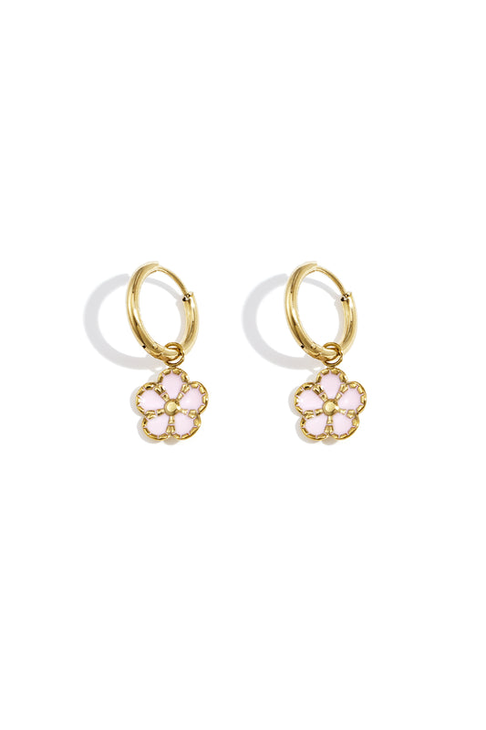 Damen Ohrringe Blume Emaille | Edelstahl | Goldfarbe & Silberfarbe
