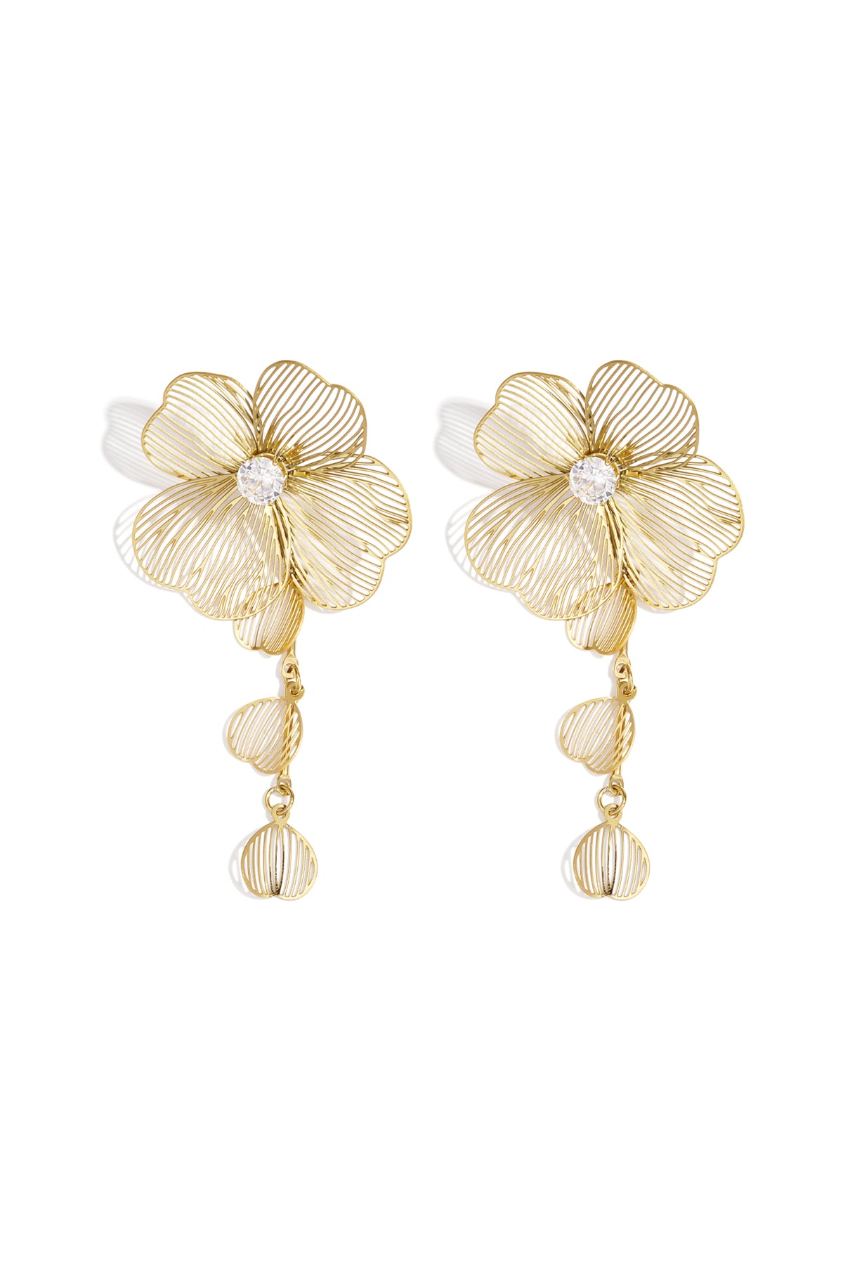 damen ohrhänger blume strass | edelstahl | goldfarbe & silberfarbe