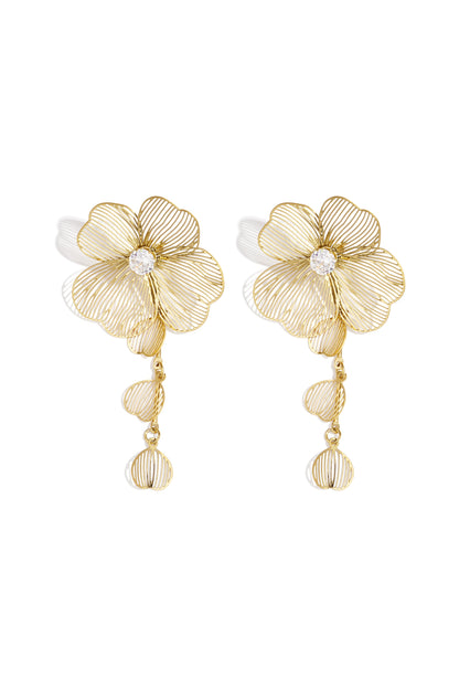 Damen Ohrhänger Blume Strass | Edelstahl | Goldfarbe & Silberfarbe