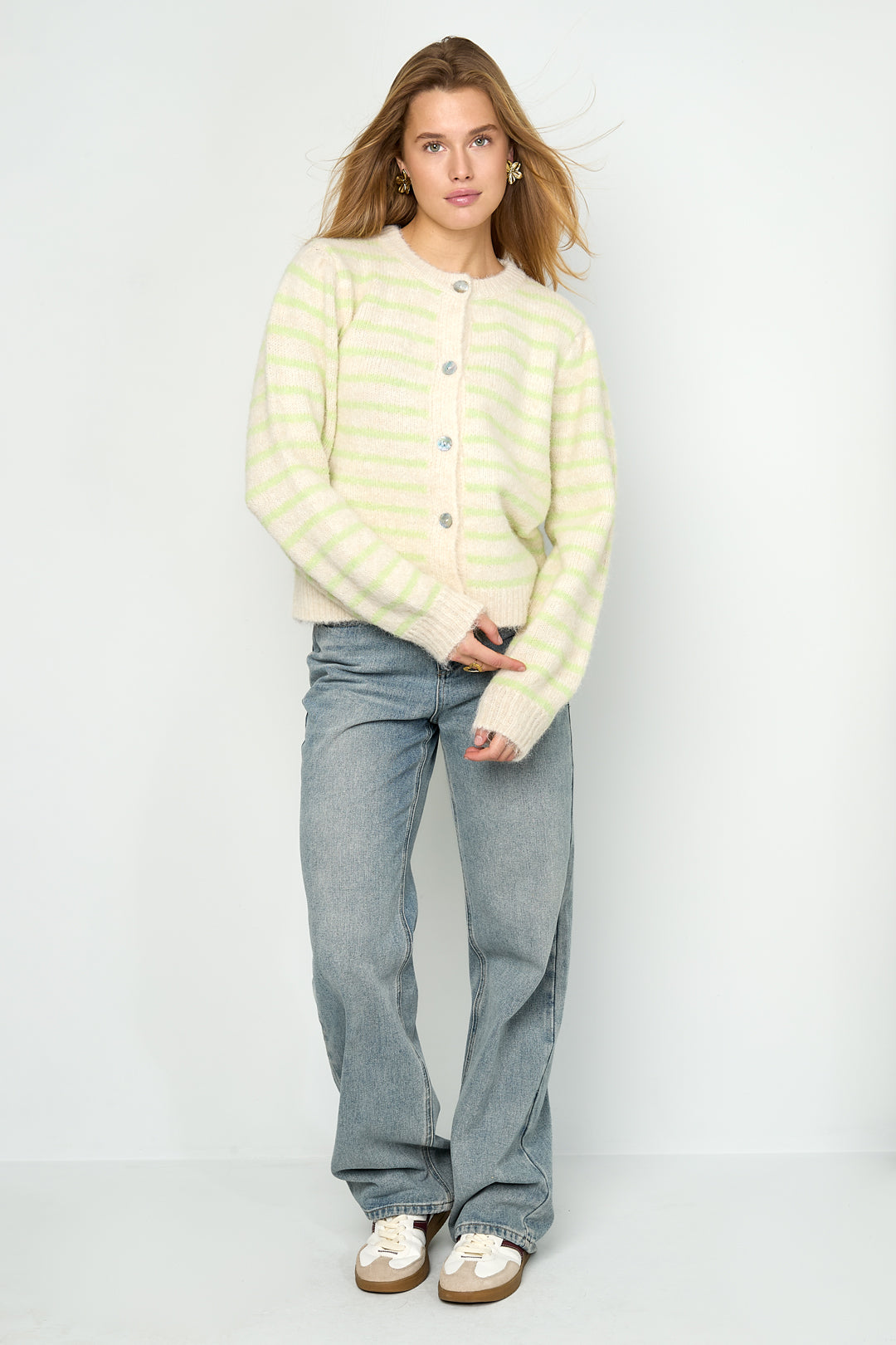 damen cardigan gestreift | polyester | mehrfarbig