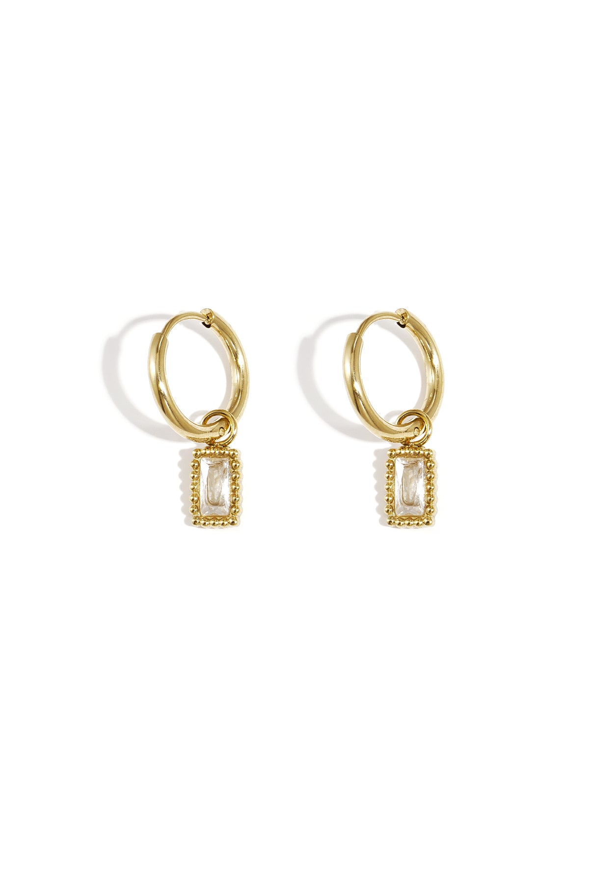 Damen Ohrringe Schleife Zirkon Rechteck | Edelstahl | Rosa, Gold & Grün