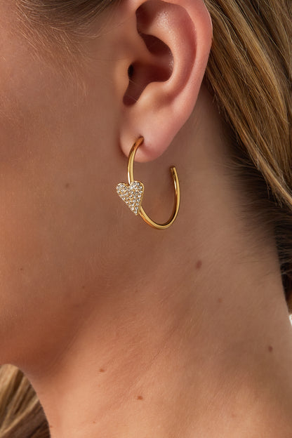 Damen Herz-Creolen Strass | Edelstahl | Gold & Silber