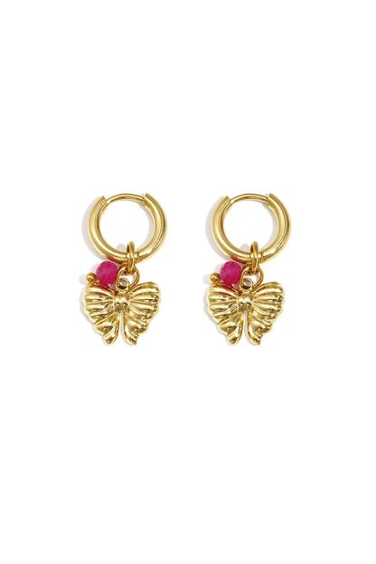 Damen Ohrringe Schleife Perle 14K | Vergoldet | Lavendel, Rosenrot & Orange