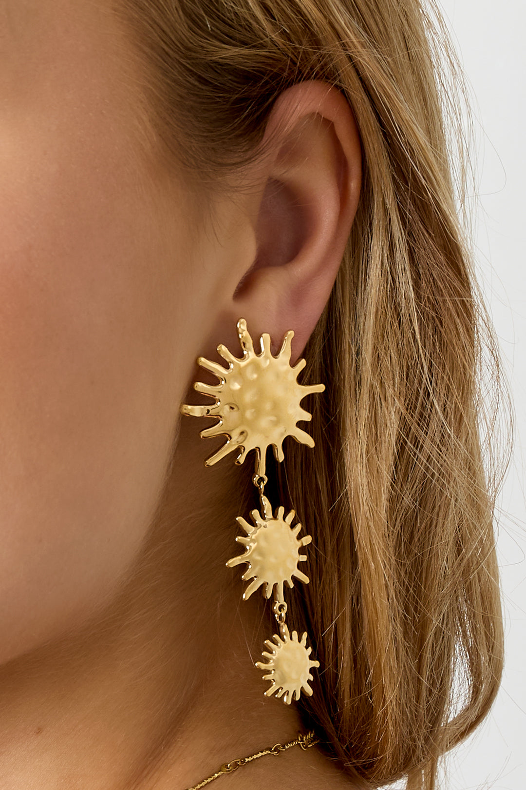 Damen Ohrhänger Sonne | Edelstahl | Goldfarbe