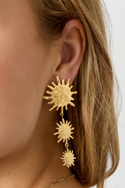 Damen Ohrhänger Sonne | Edelstahl | Goldfarbe