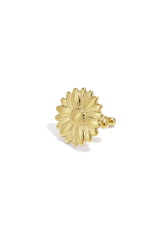 Damen Ohrmanschetten Blume Casual | Edelstahl | Goldfarbe
