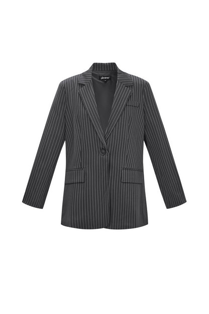Damen Blazer Asymmetrisch | Streifen | Dunkelgrau & Braun