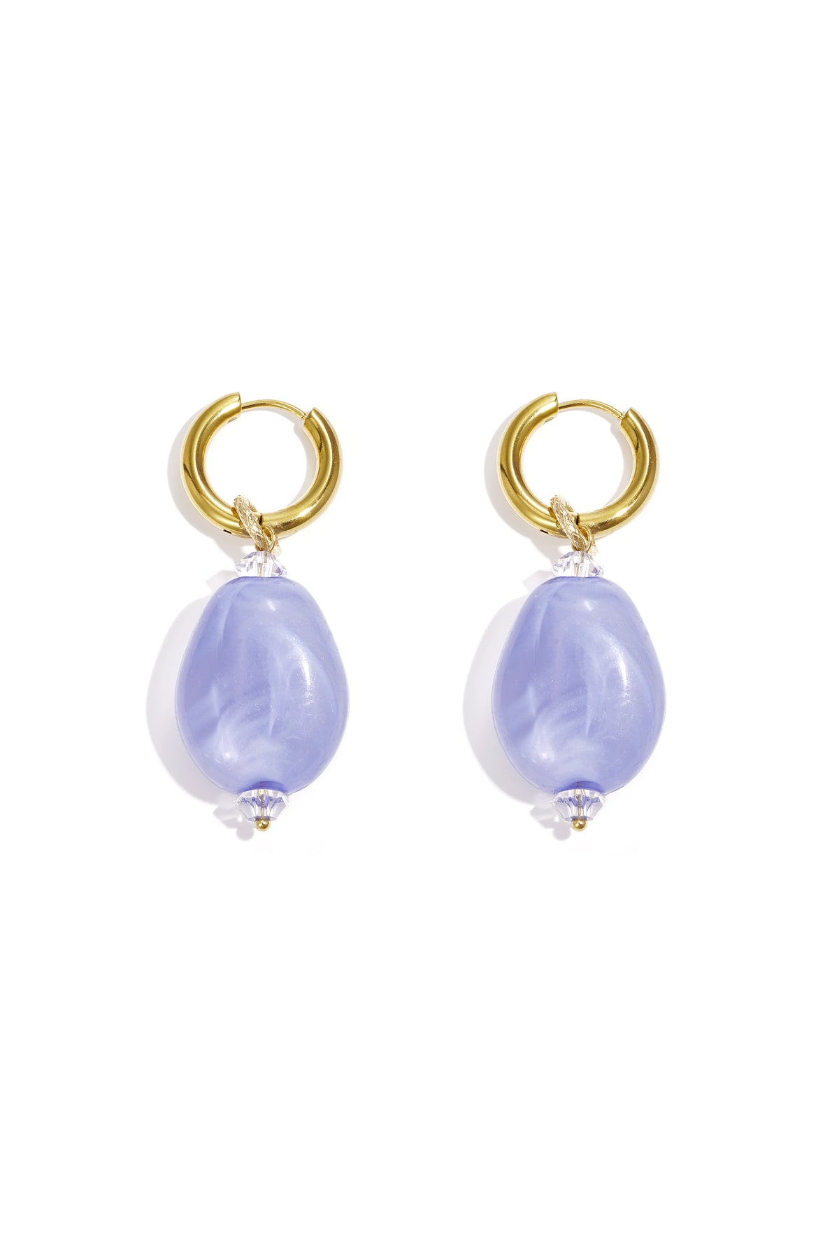 damen ohrringe asymmetrisch perle kristall | harz | rosenrot & blau & gelb
