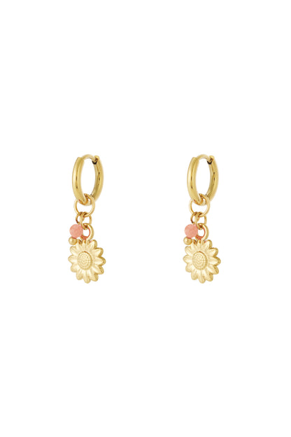 Damen Ohrringe Blütenblatt 14K | Edelstahl vergoldet | Rosenrot & Orange-Rot