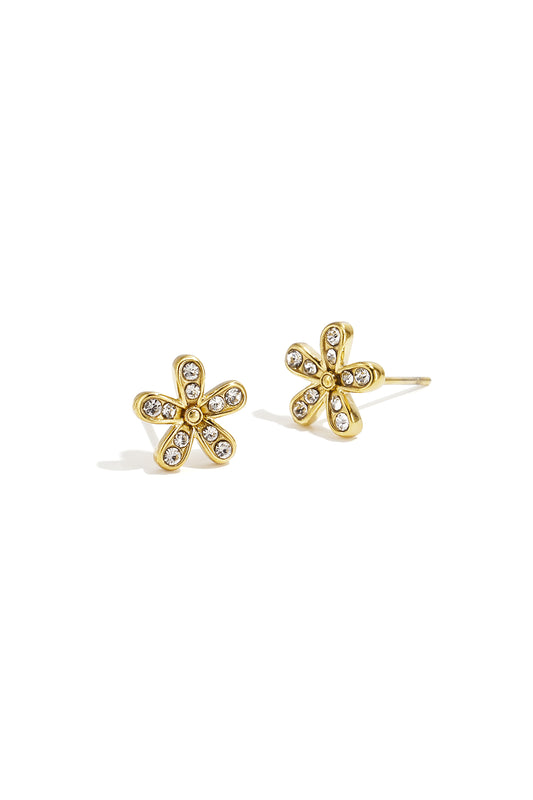 Damen Ohrstecker Blumenmuster Strass | Edelstahl | Goldfarbe & Silberfarbe