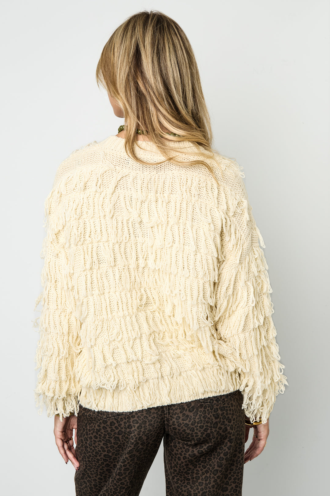 Damen Pullover Fransen Oversize | Acryl | Mehrfarbig