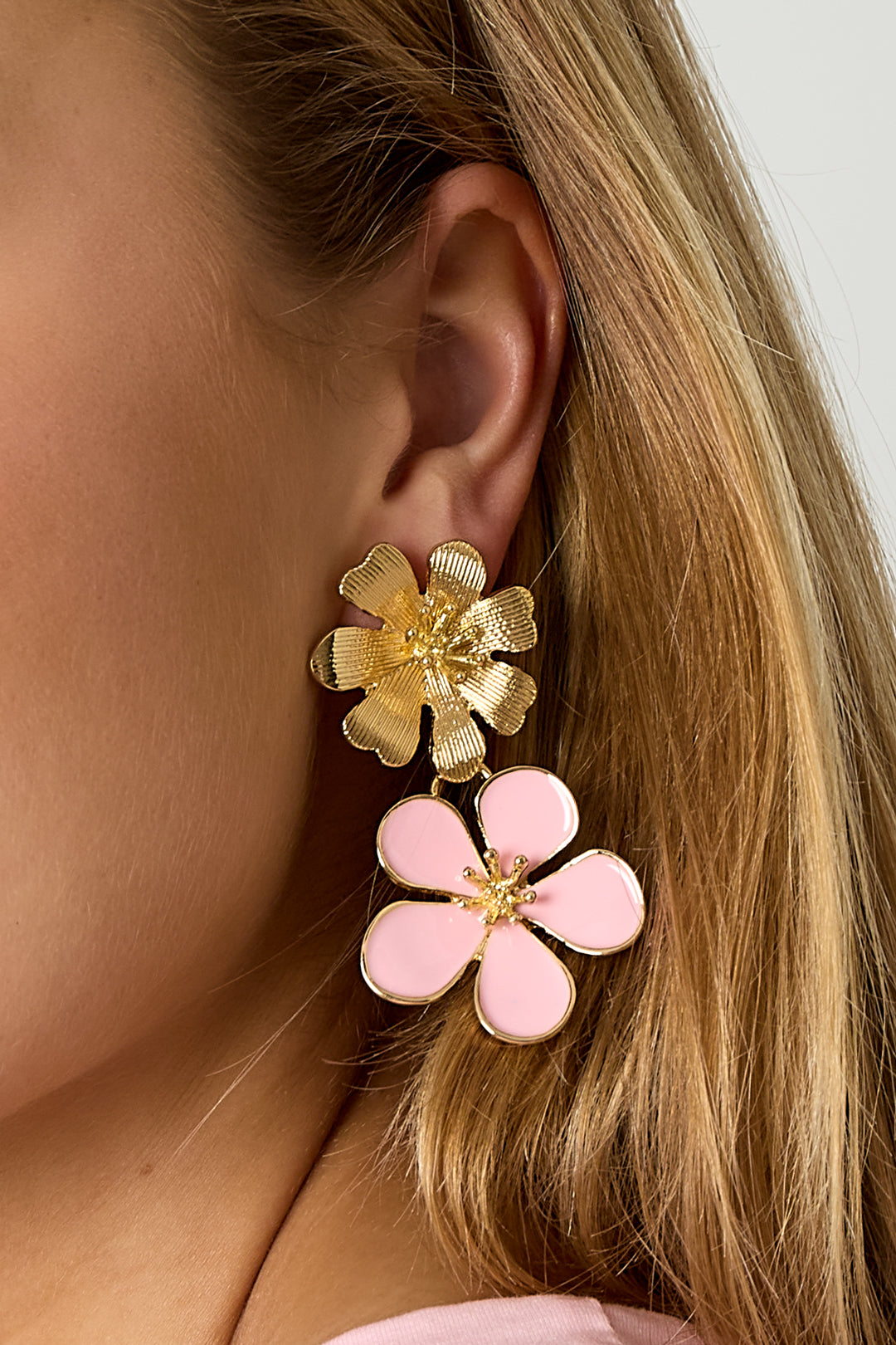 damen ohrringe emaille blume | legierung | gold, schwarz & weinrot