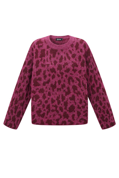 Damen Pullover Leopardenmuster Strick | Polyester | Mehrfarbig