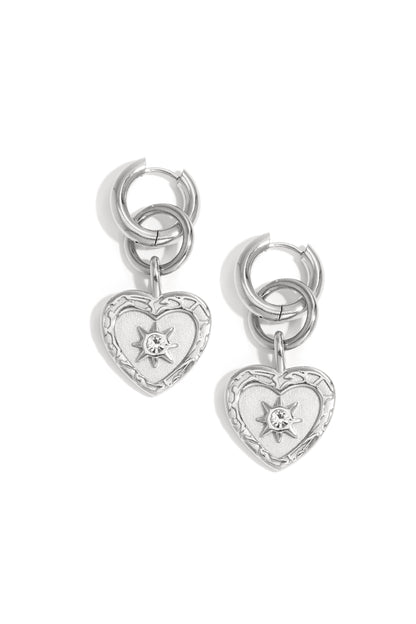 Damen Ohrhänger Herz-Tropfen Strass | Edelstahl 304S | Gold & Silber