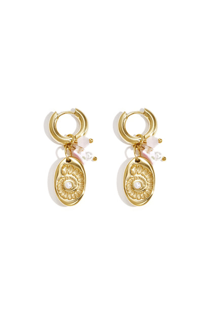 Damen Ohrringe Kristall Perlen Muschel | Edelstahl | Goldfarbe & Silberfarbe