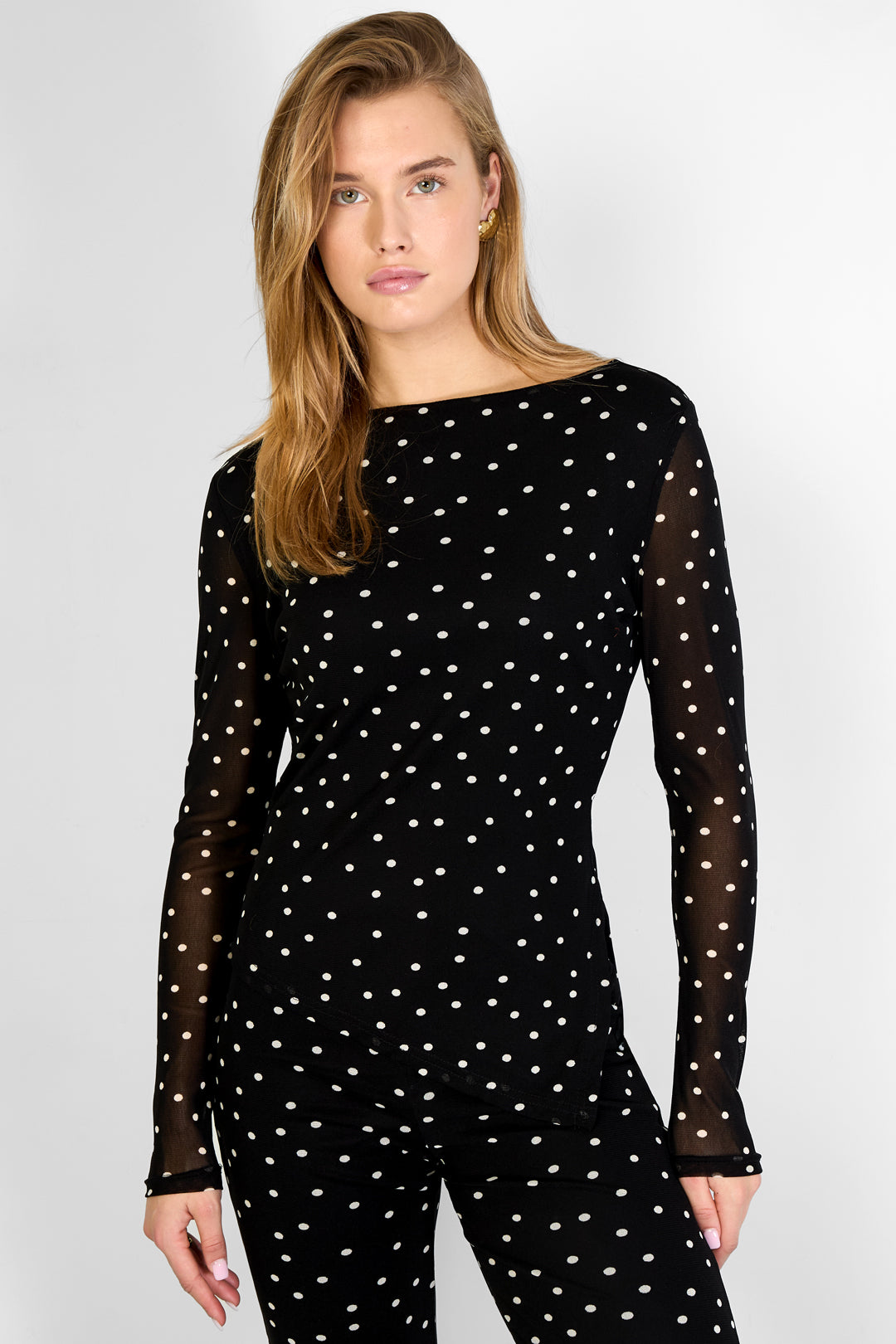 damen top gepunktet luxus | polyester | mehrfarbig