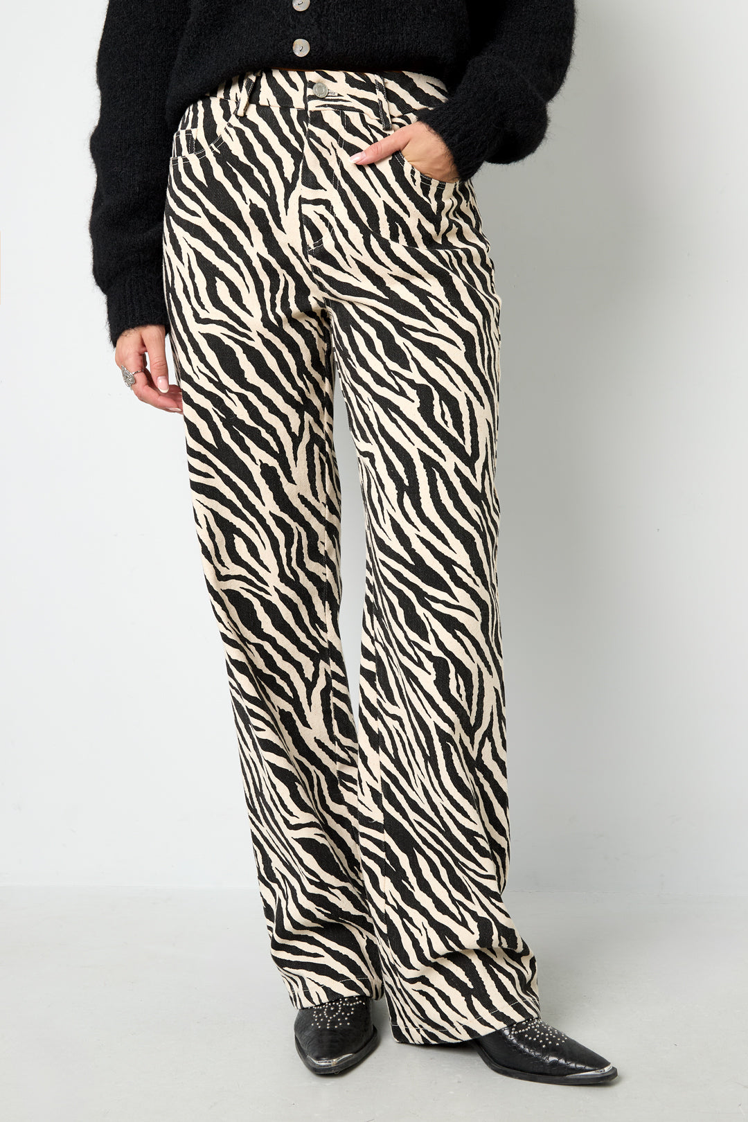 damen hose zebramuster | baumwolle | schwarz