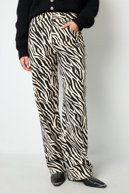 Damen Hose Zebramuster | Baumwolle | Schwarz