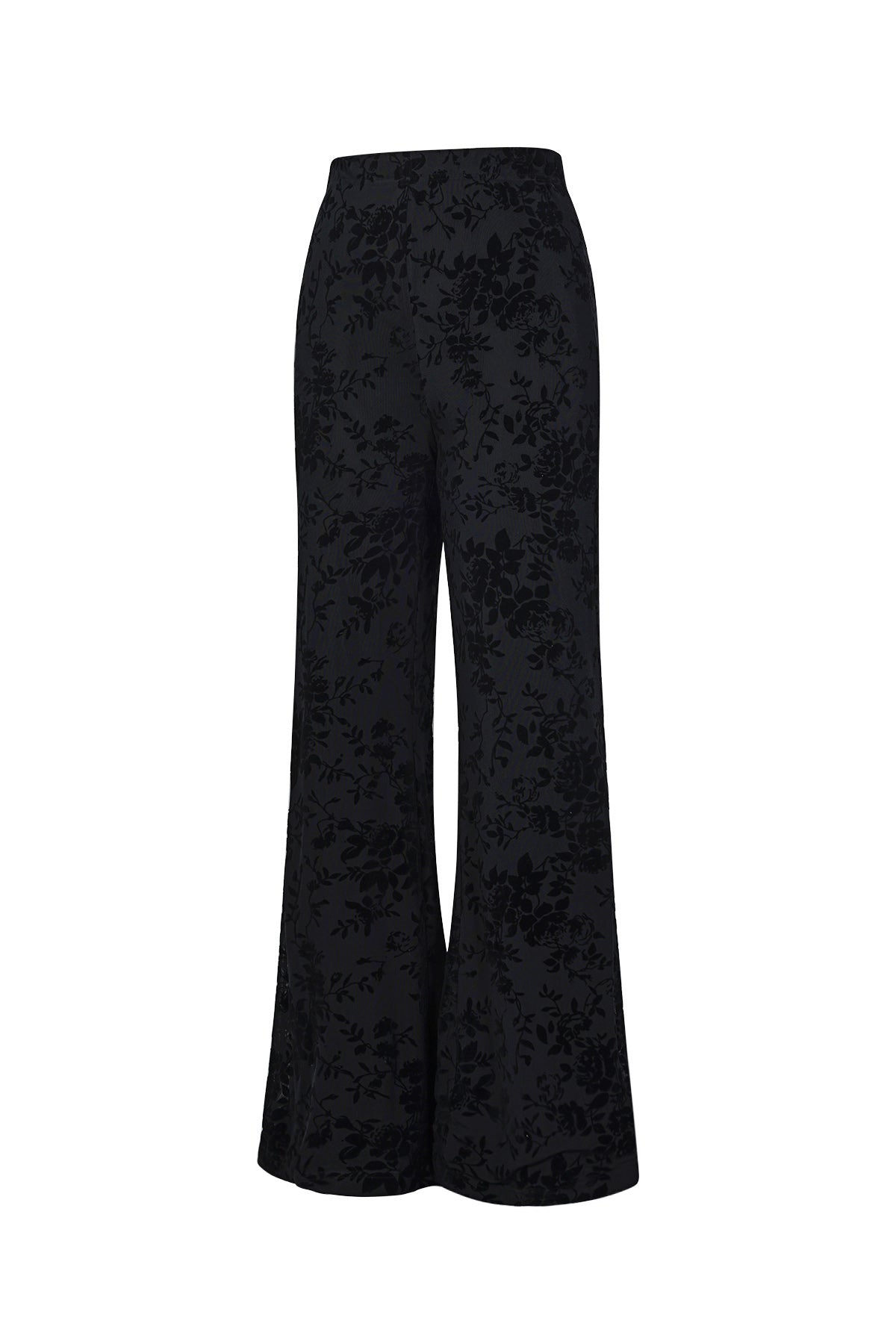 damen hose mesh floral wildleder | polyester | schwarz
