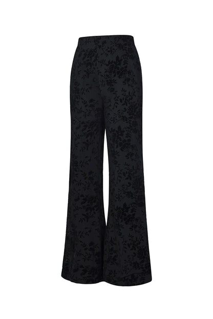 Damen Hose Mesh Floral Wildleder | Polyester | Schwarz