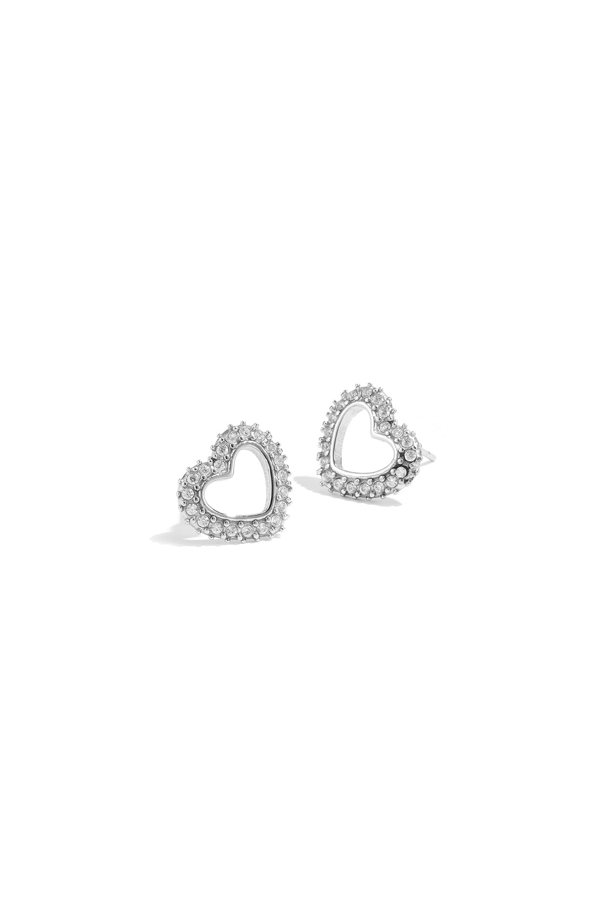 Damen Ohrstecker Diamant Herz Strass | Edelstahl | Goldfarbe & Silberfarbe