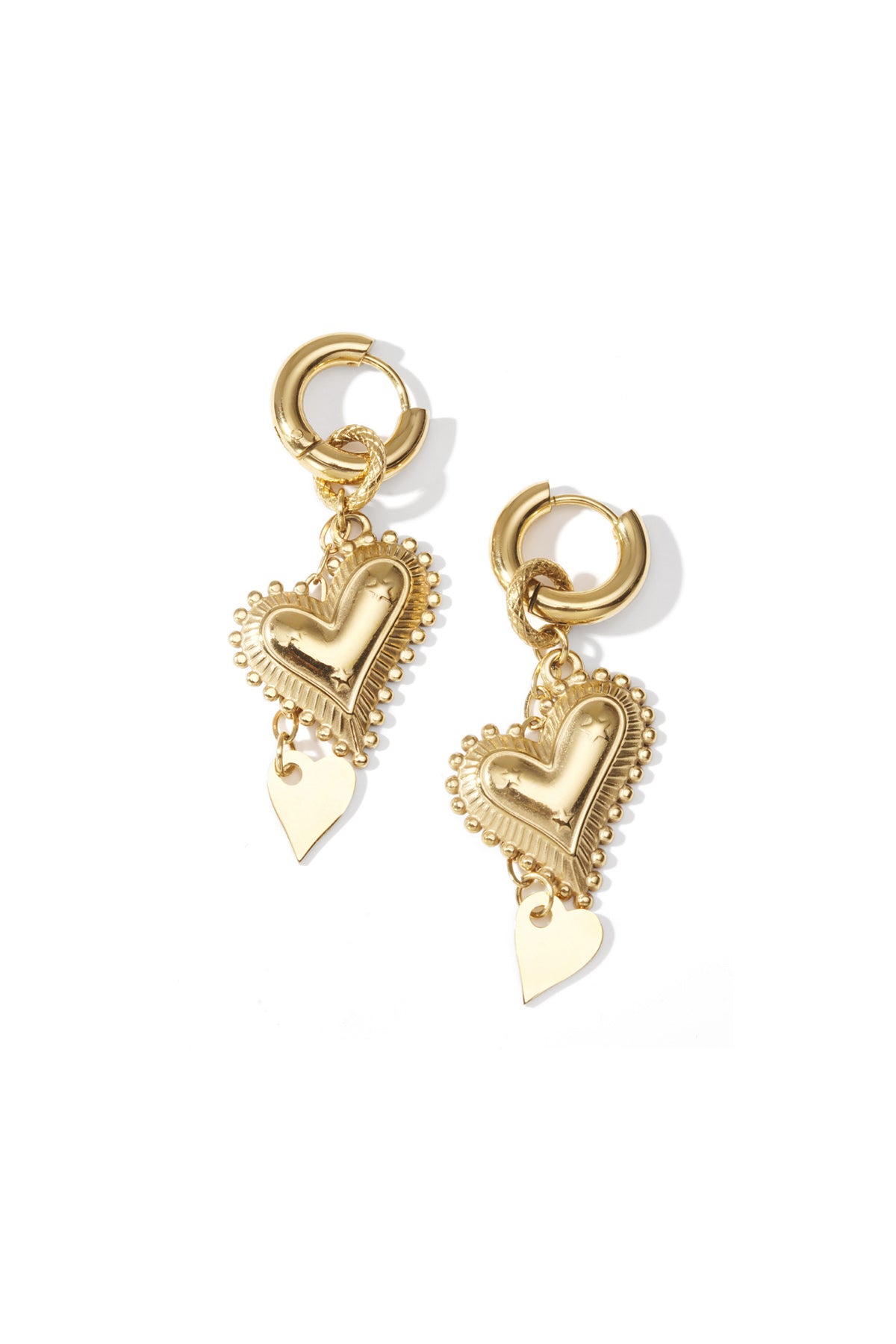 Damen Tropfenohrringe Herz | Edelstahl | Goldfarbe