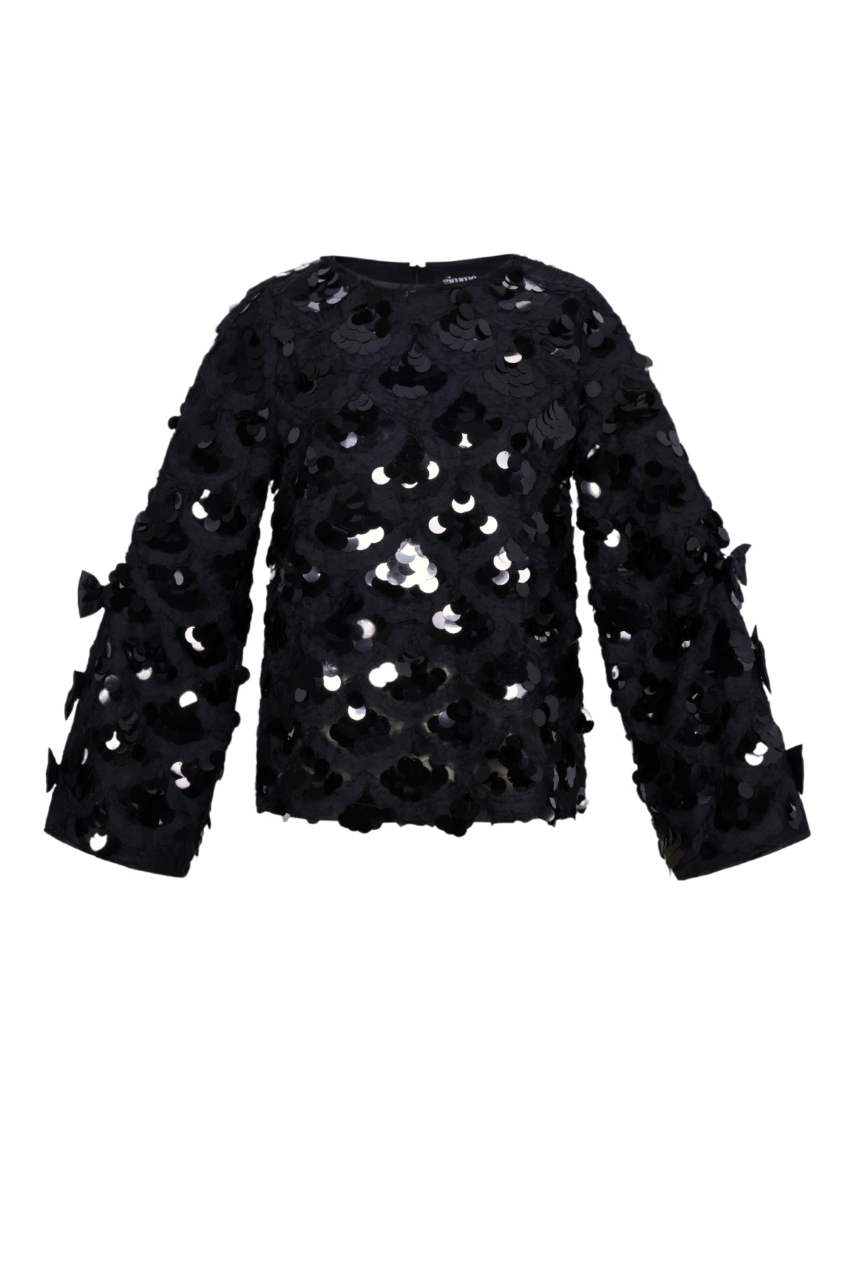 Damen Langarmshirt Pailletten Elegant | Polyester | Schwarz