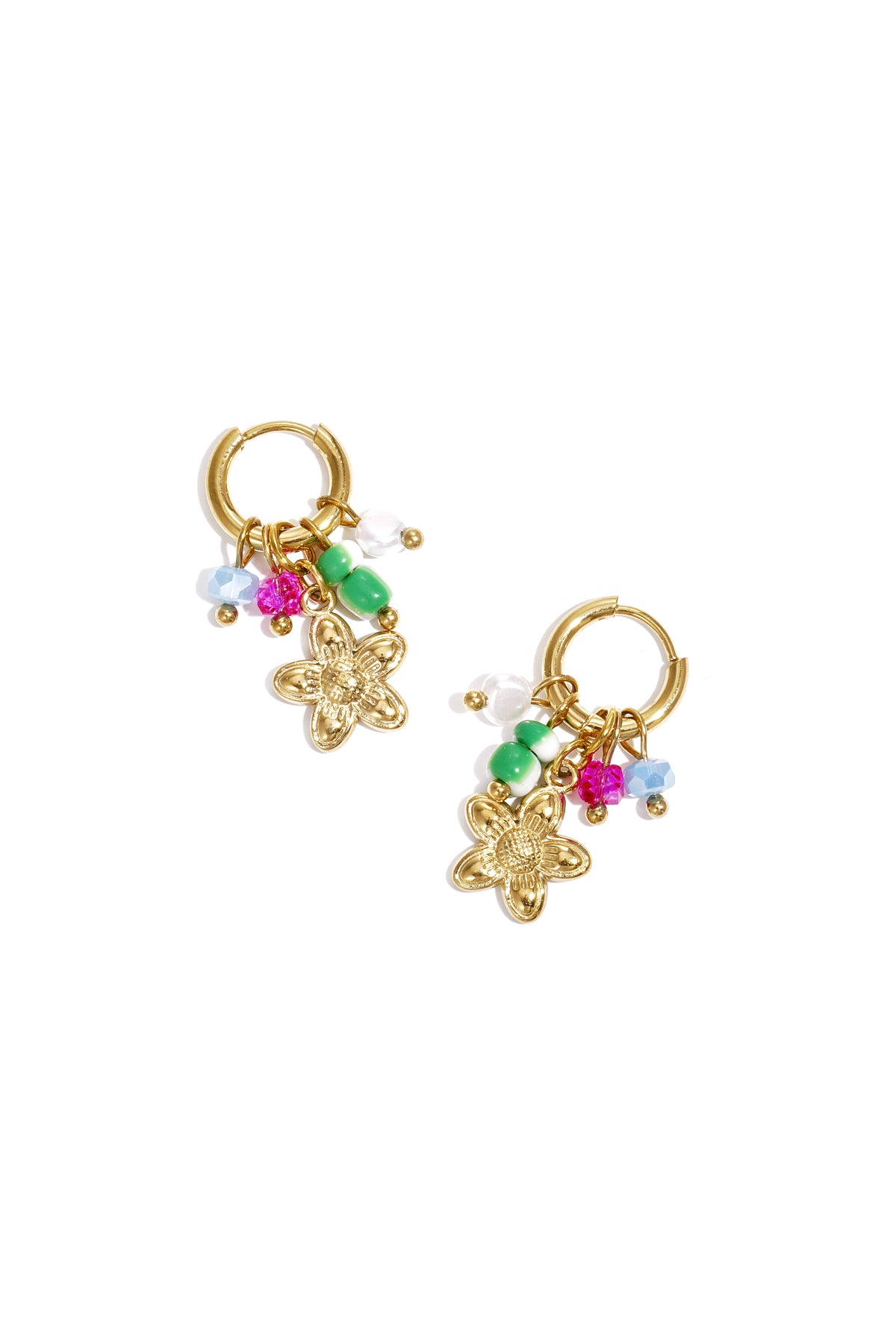 Damen Ohrhänger Blume Kristall Romantisch | Edelstahl | Goldfarbe