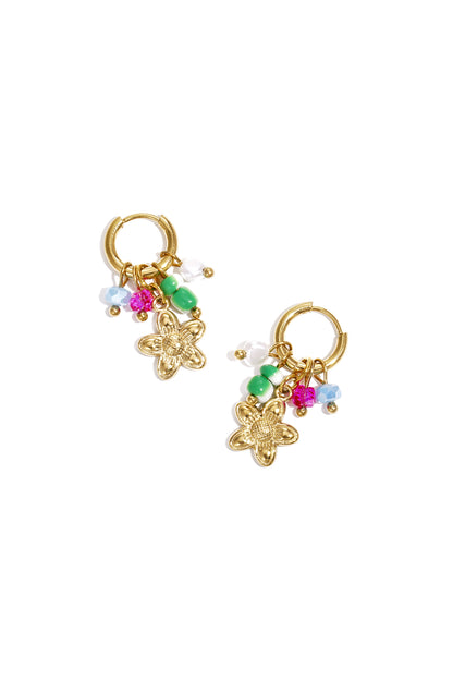 Damen Ohrhänger Blume Kristall Romantisch | Edelstahl | Goldfarbe