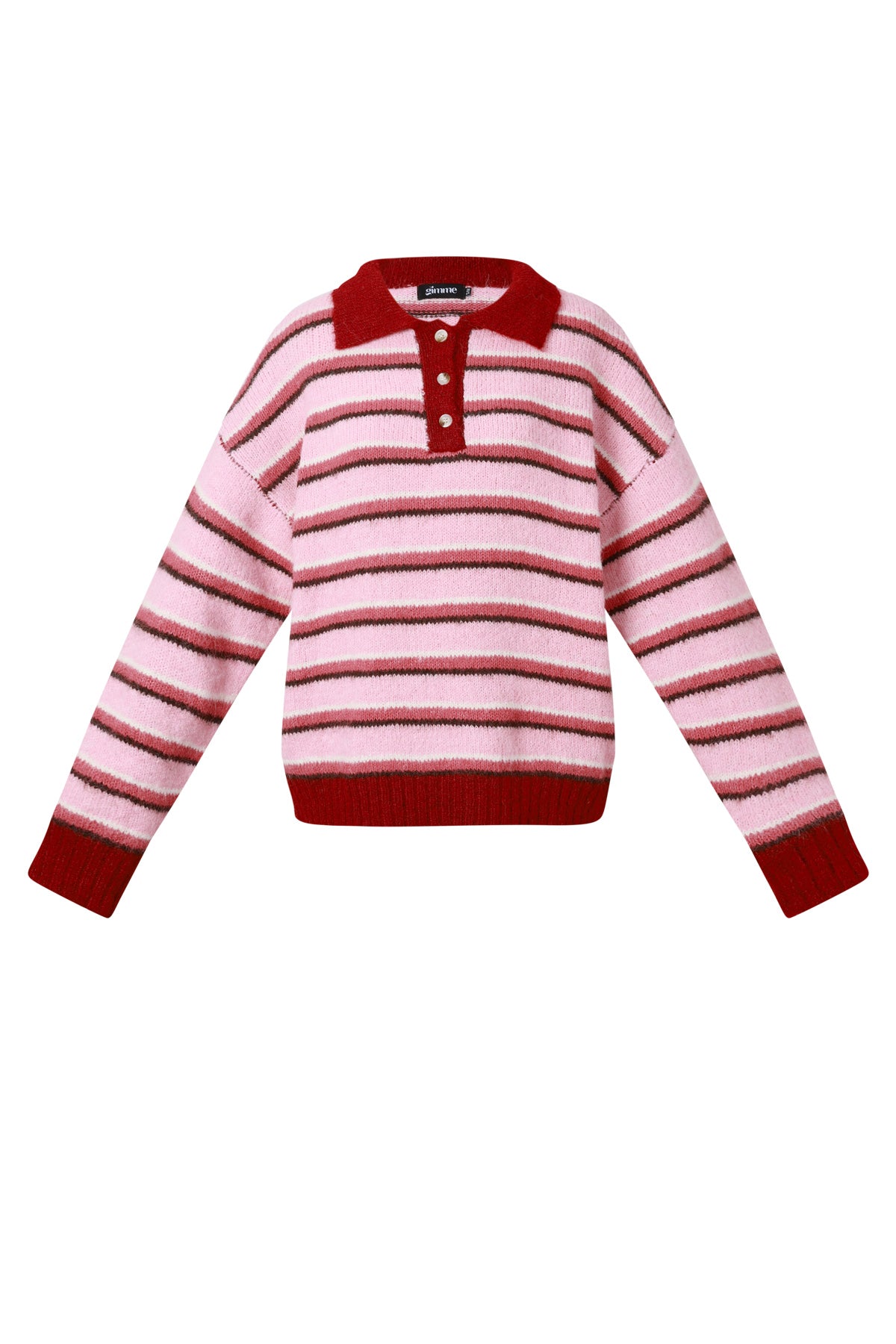 damen polopullover streifen strick | polyester | mehrfarbig
