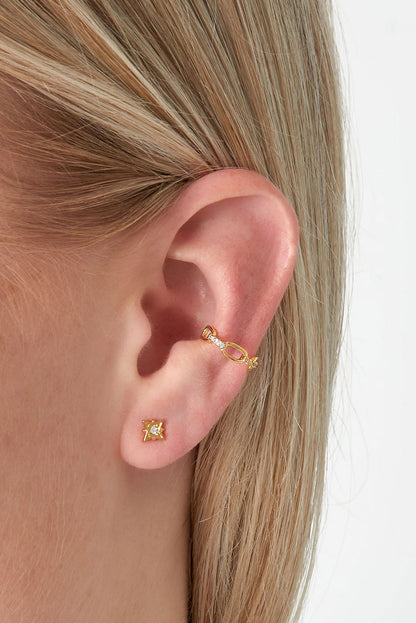 Damen Ear Cuff Geometrisch Zirkon | Kupfer | Silberfarbe