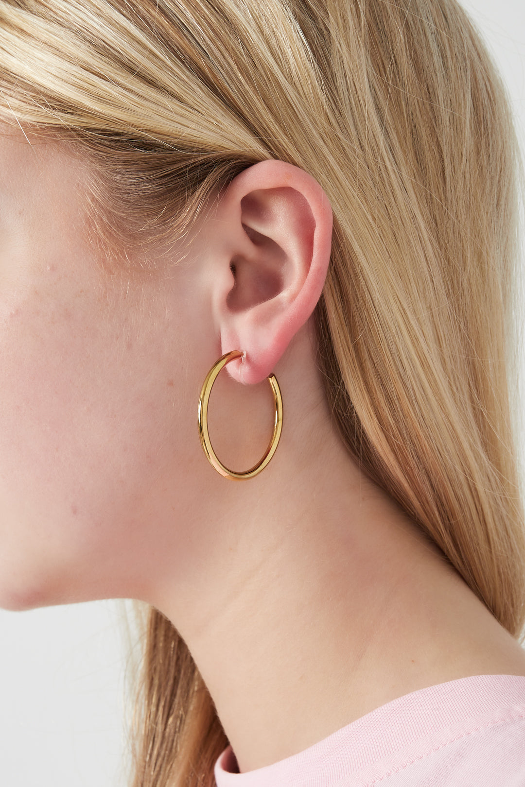 Damen Ohrclips Creolen Klassisch 14K | Edelstahl vergoldet | Goldfarbe