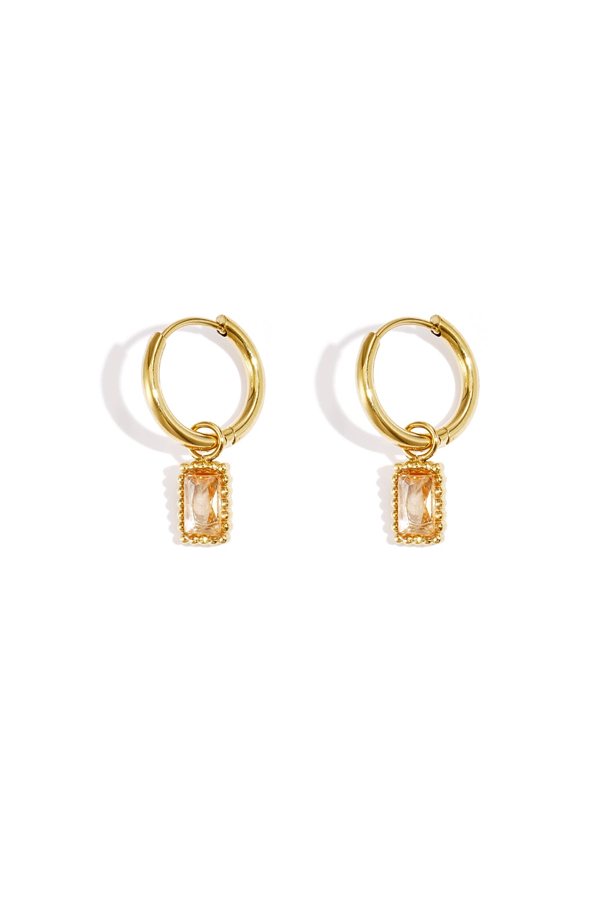 damen ohrringe schleife zirkon rechteck | edelstahl | rosa, gold & grün