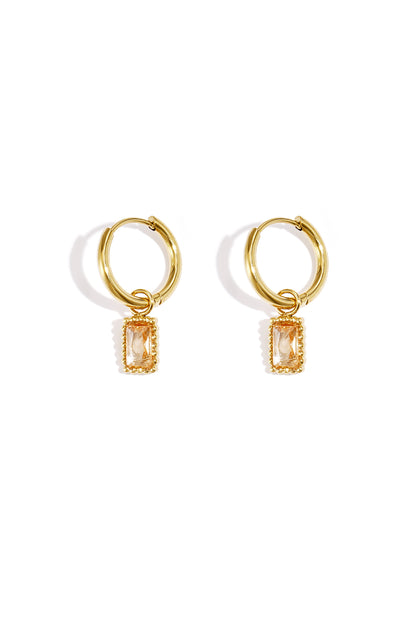Damen Ohrringe Schleife Zirkon Rechteck | Edelstahl | Rosa, Gold & Grün
