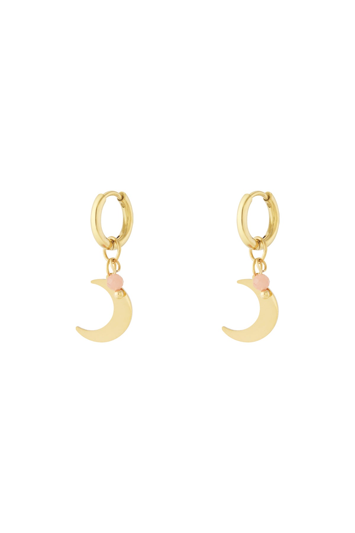 Damen Ohrringe Mond & Perle 14K | Edelstahl vergoldet | Rosa & Blau