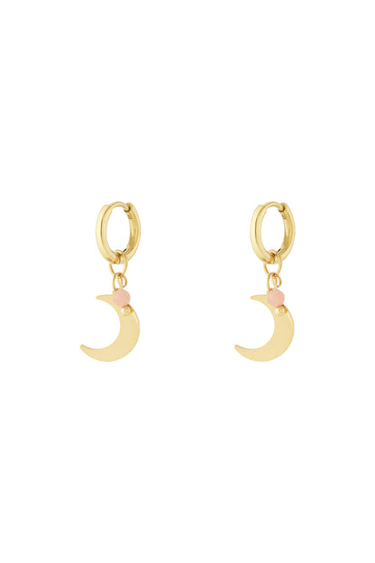 Damen Ohrringe Mond & Perle 14K | Edelstahl vergoldet | Rosa & Blau