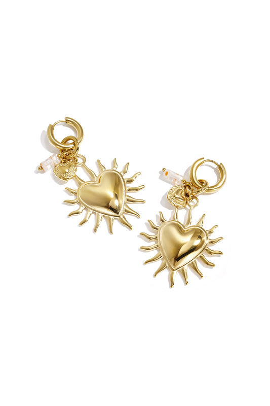 Damen Ohrringe Herz Perle Glasur | Edelstahl | Goldfarbe