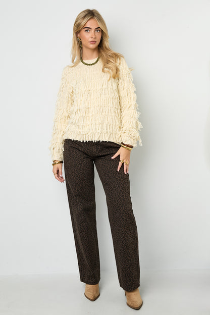 Damen Pullover Fransen Oversize | Acryl | Mehrfarbig