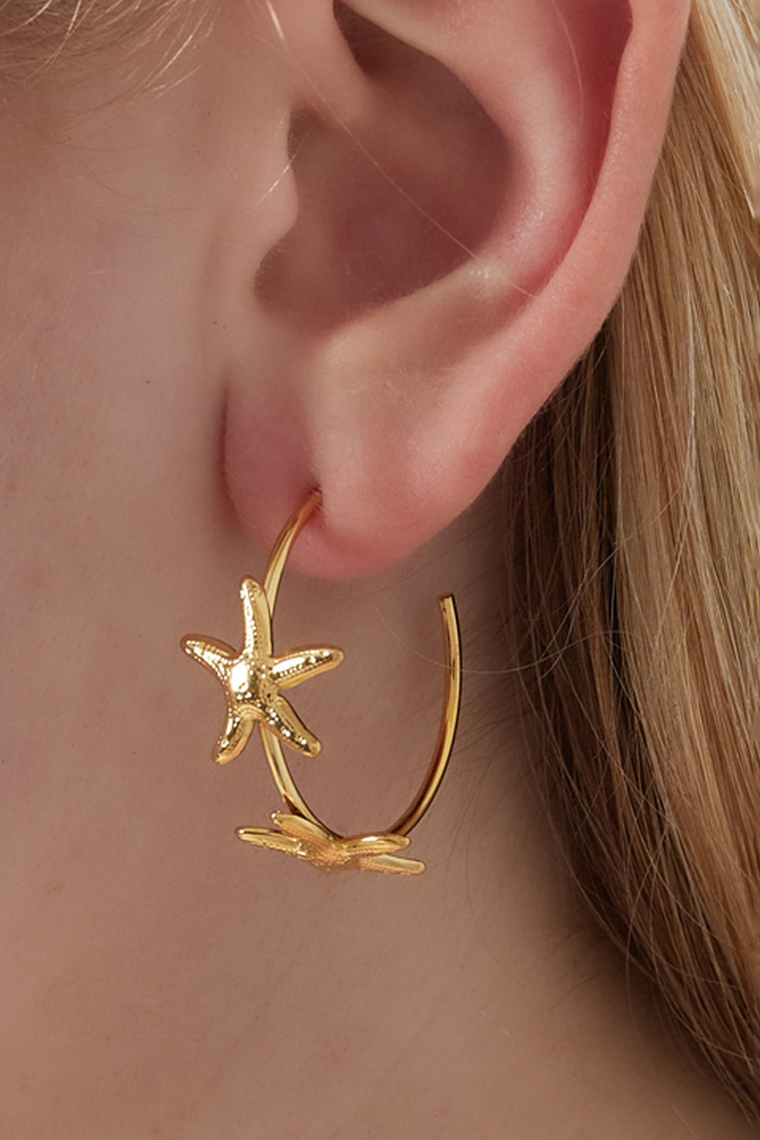 damen creolen stern marine 14k | edelstahl vergoldet | goldfarbe