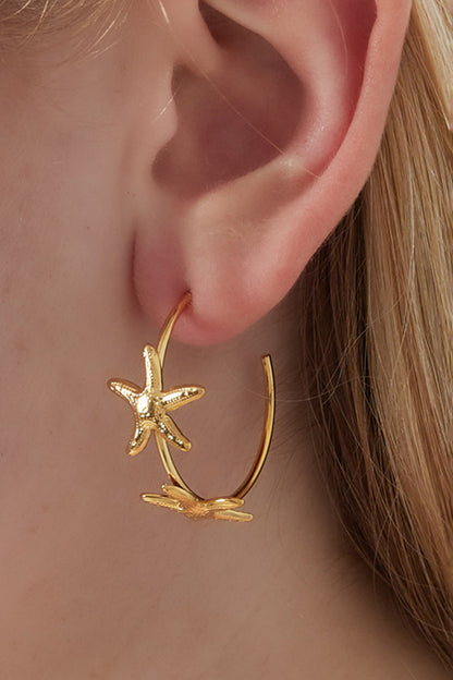 Damen Creolen Stern Marine 14K | Edelstahl vergoldet | Goldfarbe