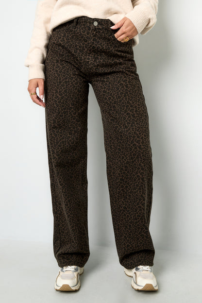 Damen Hose Leopard Herbst | Baumwolle | Dunkelbraun