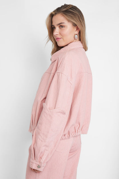 Damen Jeansjacke Set Herzmuster | Baumwolle | Rosa