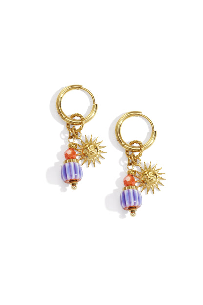 Damen Charm-Ohrringe Sonne | Edelstahl | Goldfarbe